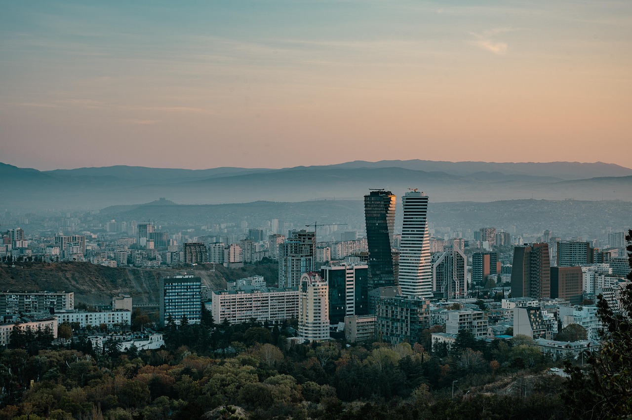 Aerial view over Tbilisi residential districts